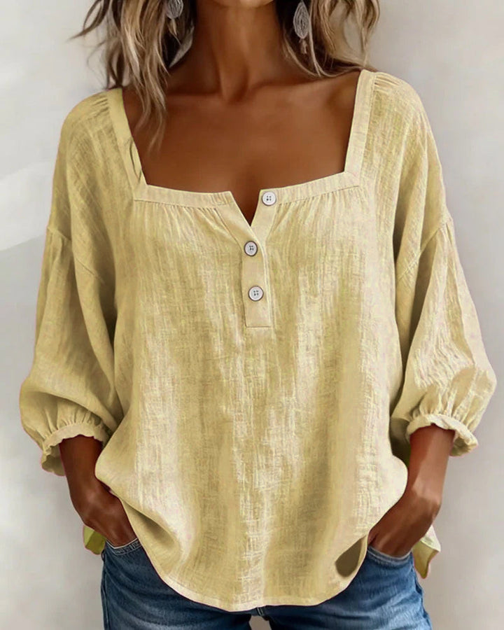 Layla - Square Neck Lantern Sleeve Shirt