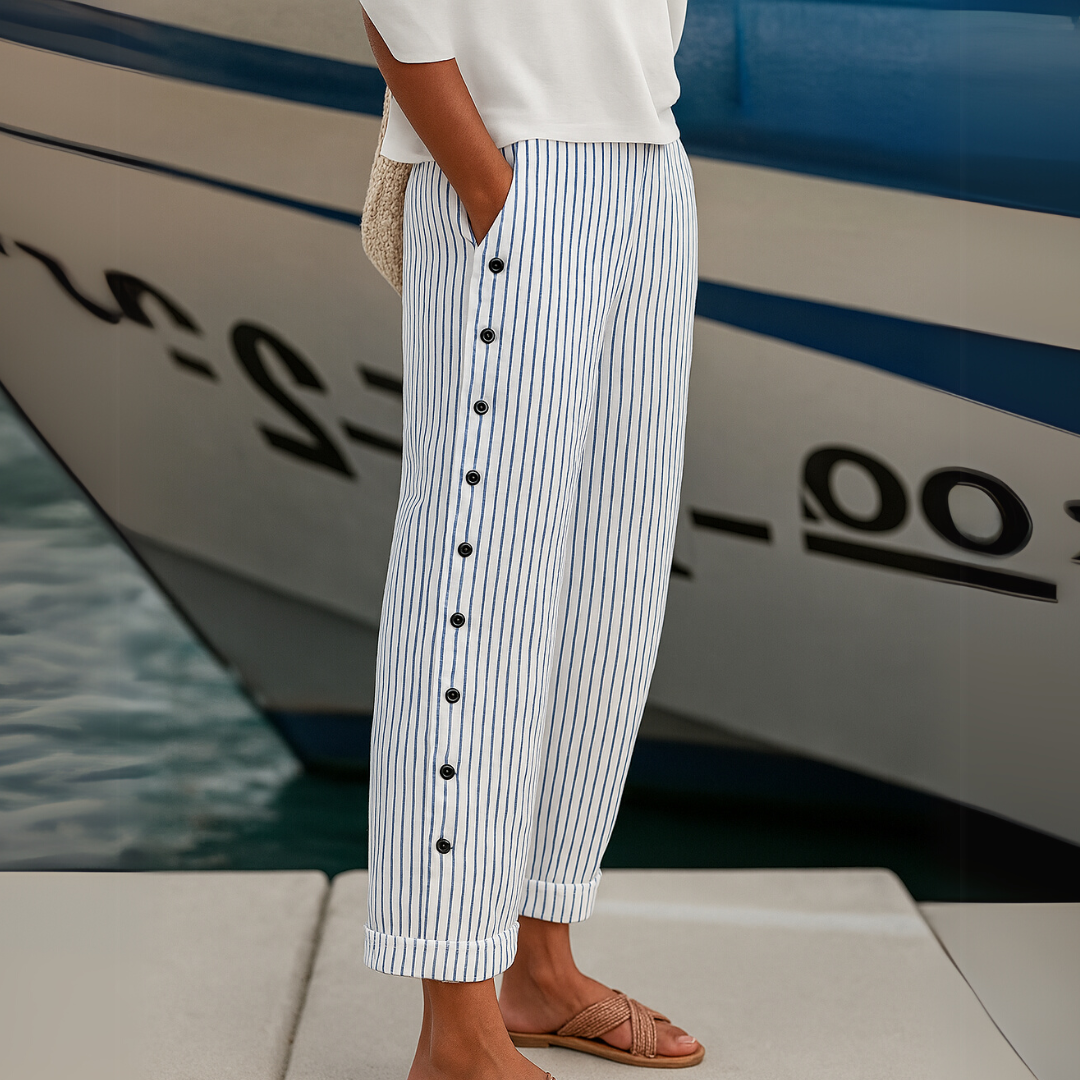 Caitlin | Striped Elegant Pants with Buttons