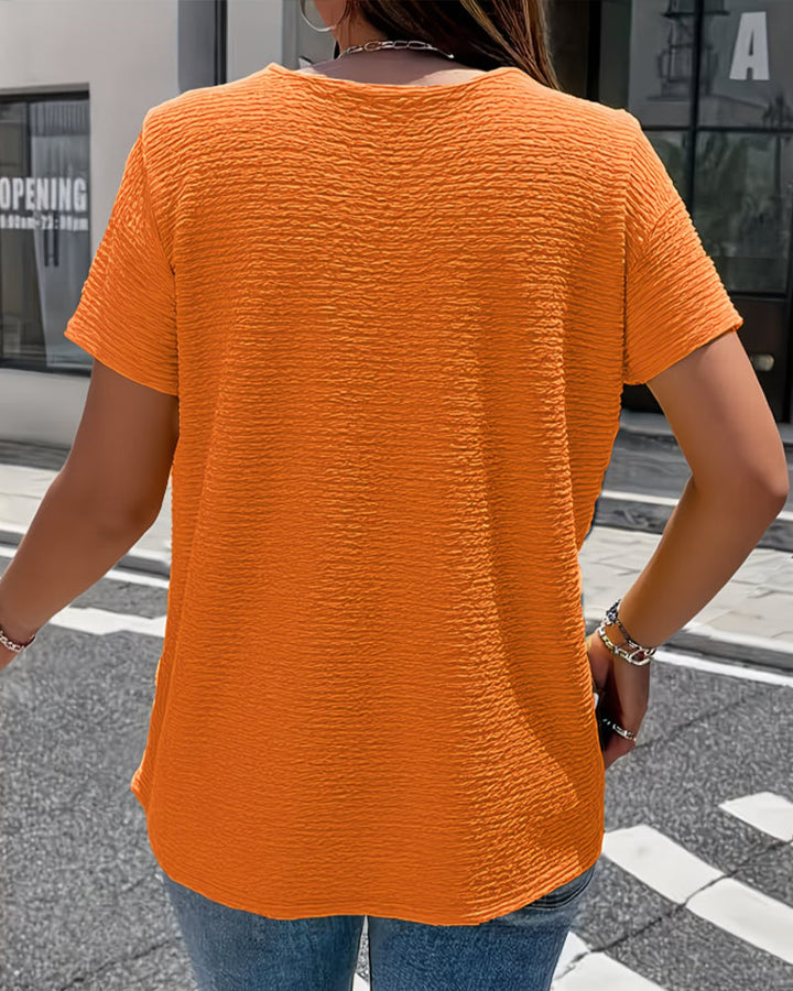 Leah - Peter Pan Collar T-Shirt with Buttons