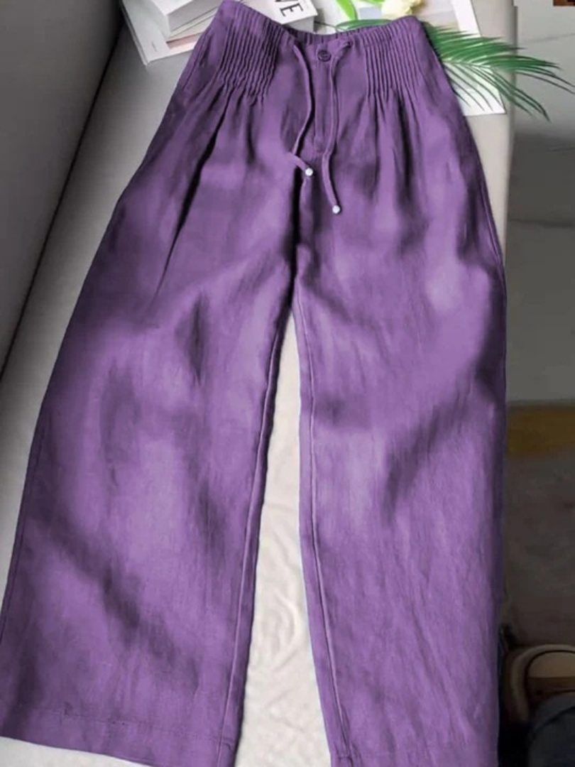 Camille | Wide Cotton and Linen Blend Pants