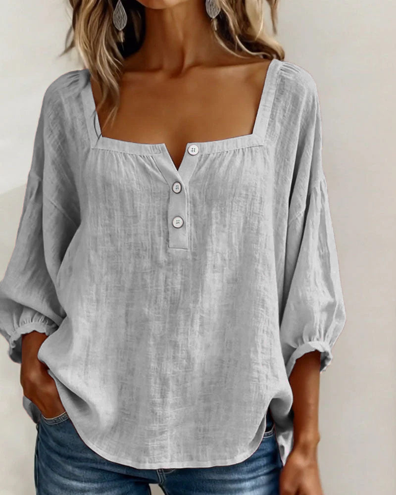 Layla - Square Neck Lantern Sleeve Shirt