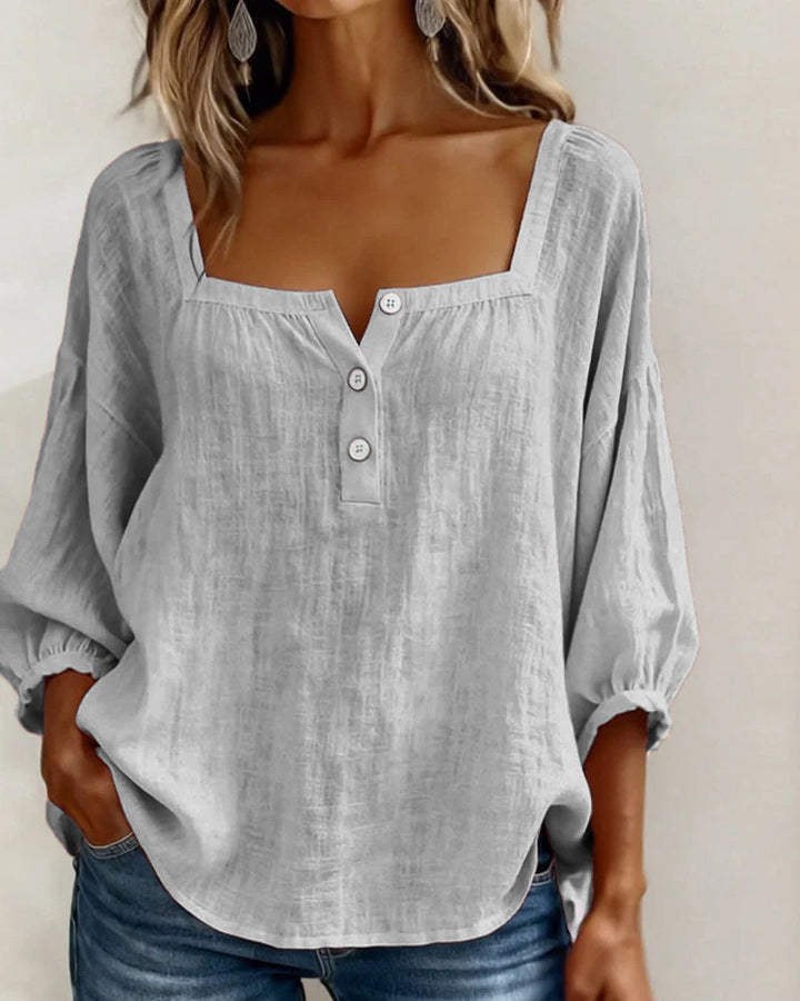 Layla - Square Neck Lantern Sleeve Shirt