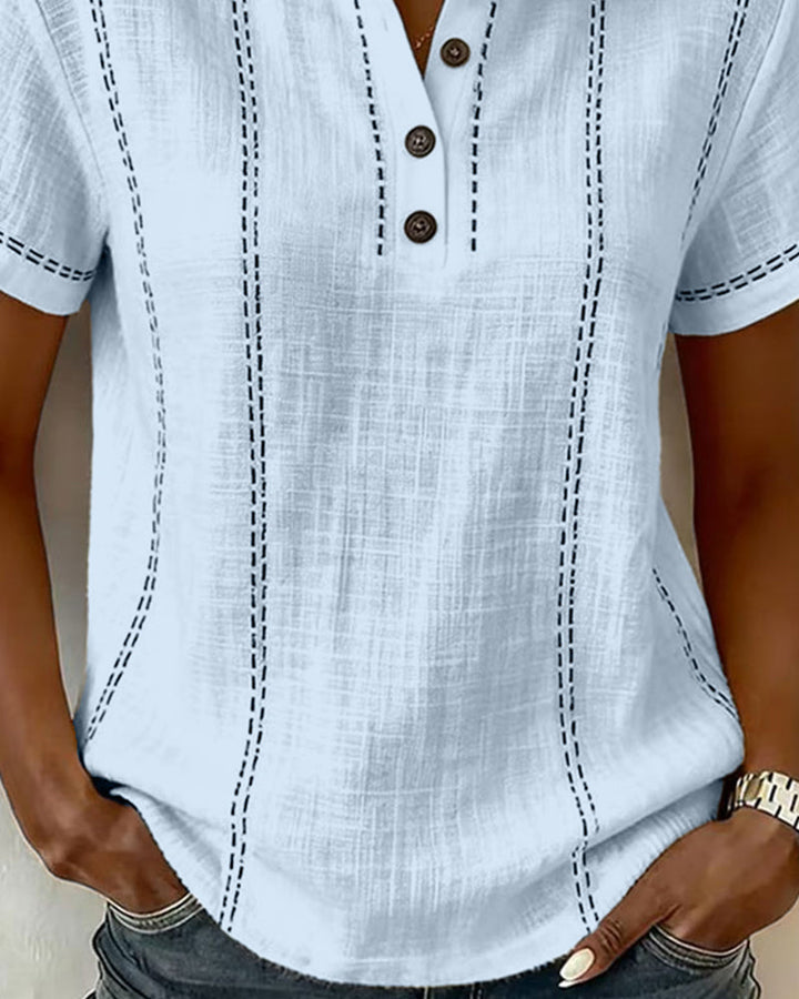 Lillian - Casual Button V-Neck T-Shirt