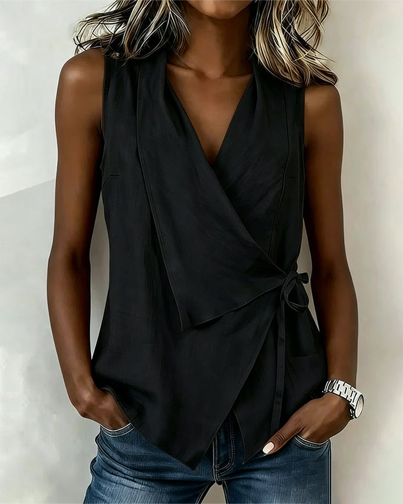 Lucy - Wide Strap Cross Top with Bow