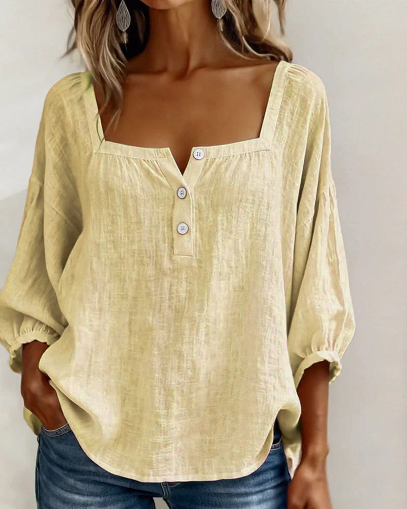 Layla - Square Neck Lantern Sleeve Shirt