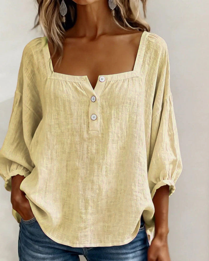 Layla - Square Neck Lantern Sleeve Shirt