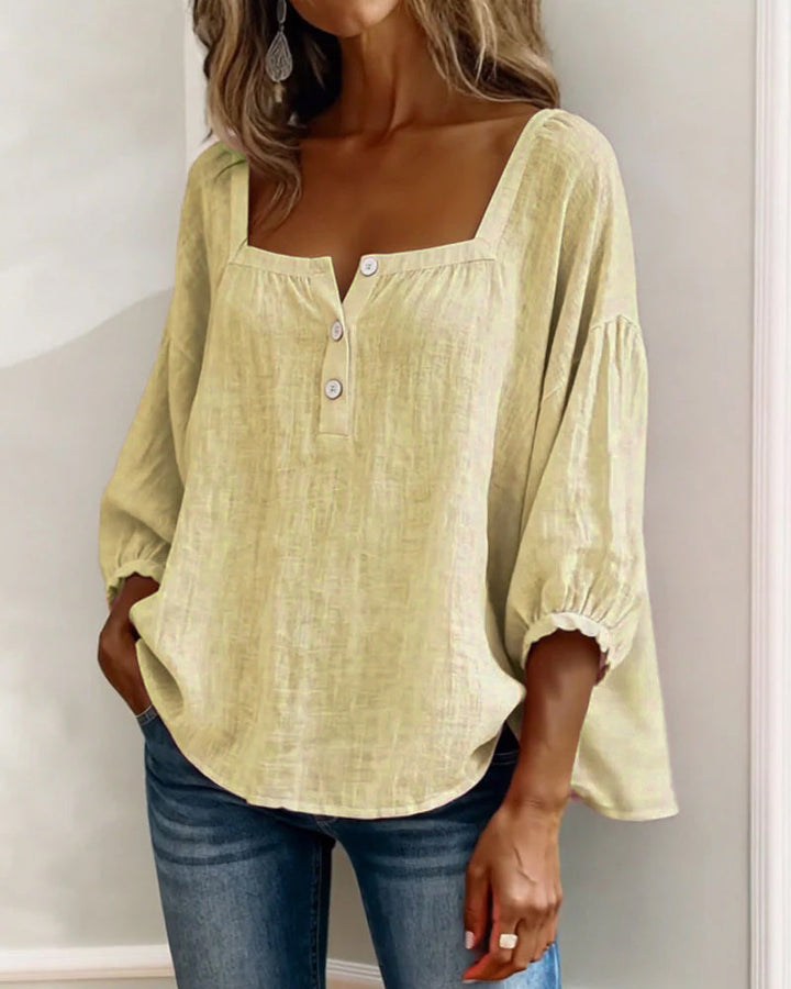 Layla - Square Neck Lantern Sleeve Shirt