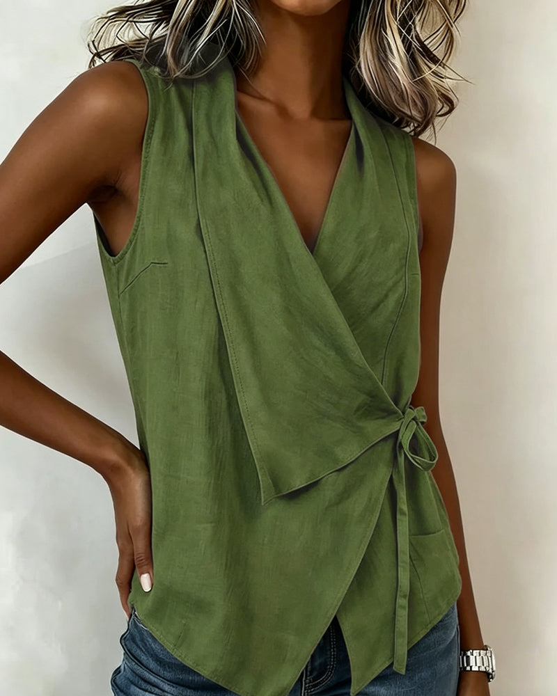 Lucy - Wide Strap Cross Top with Bow