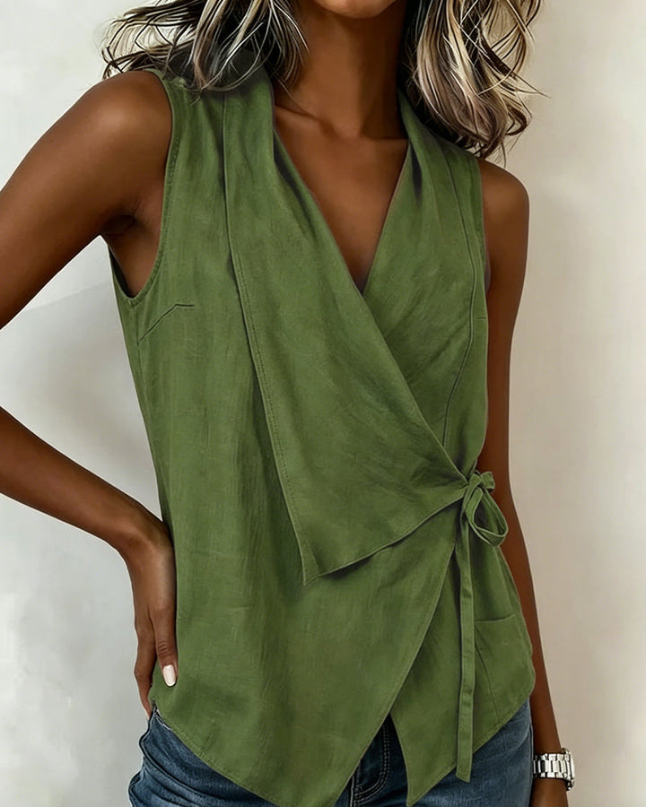 Lucy - Wide Strap Cross Top with Bow