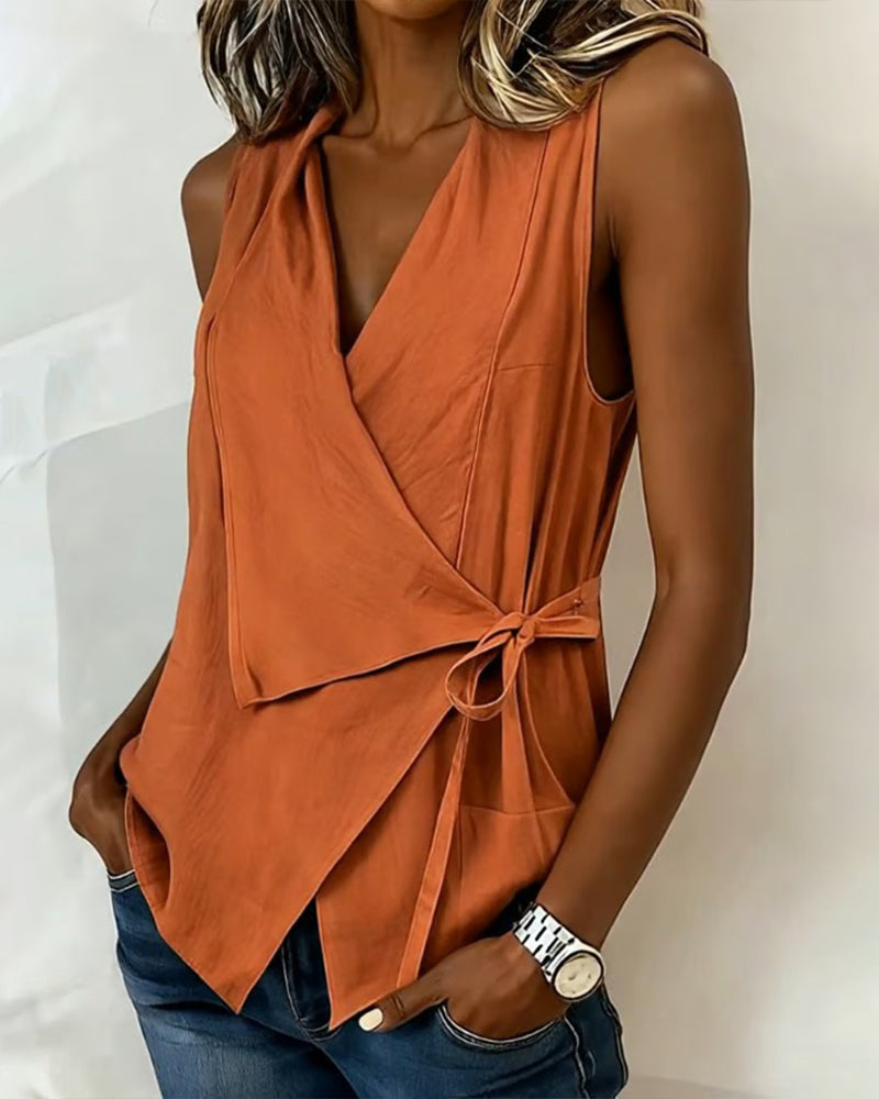 Lucy - Wide Strap Cross Top with Bow