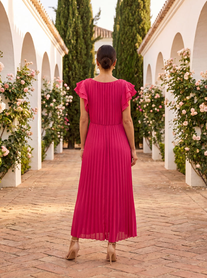 Rosa™ | Elegant Pleated Midi Dress
