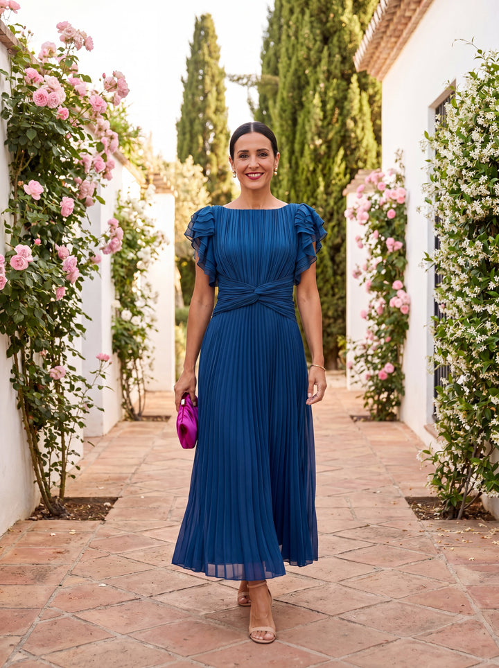 Rosa™ | Elegant Pleated Midi Dress
