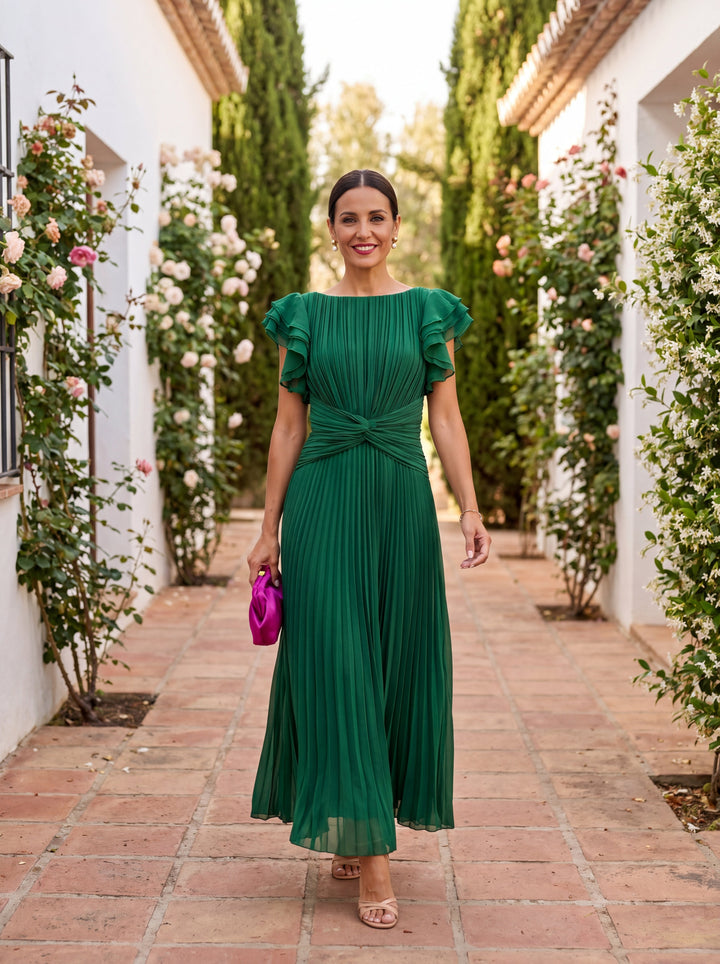 Rosa™ | Elegant Pleated Midi Dress