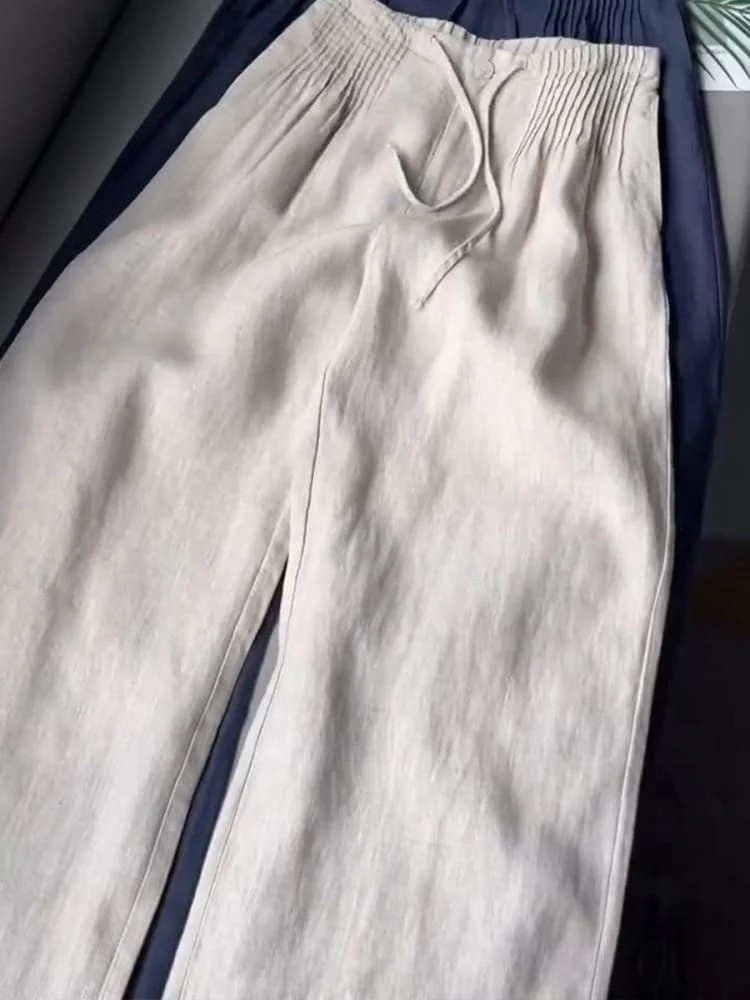 AMELINA – PLEATED LINEN PANTS WITH COMFORTABLE FIT