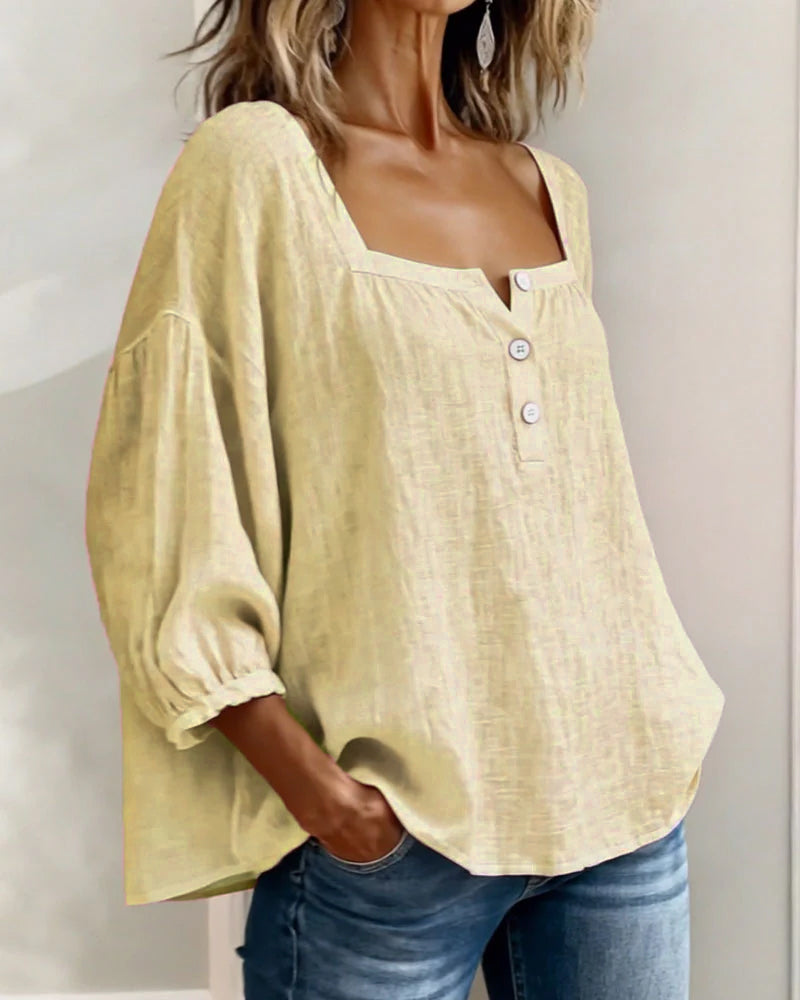 Layla - Square Neck Lantern Sleeve Shirt