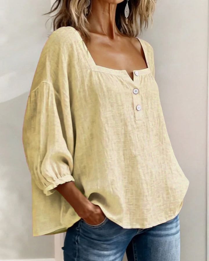 Layla - Square Neck Lantern Sleeve Shirt