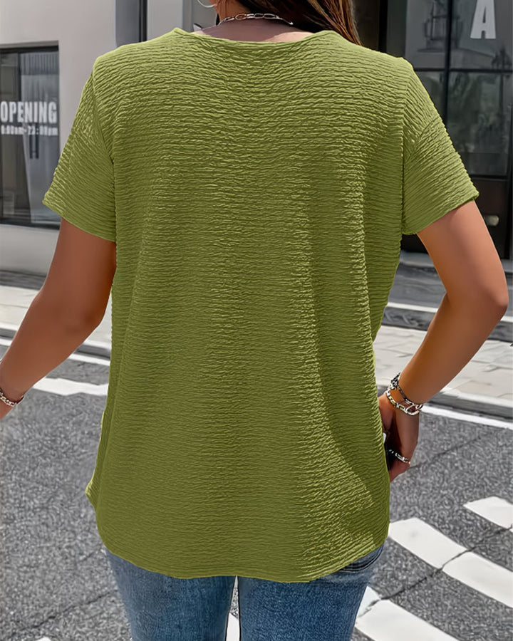 Leah - Peter Pan Collar T-Shirt with Buttons