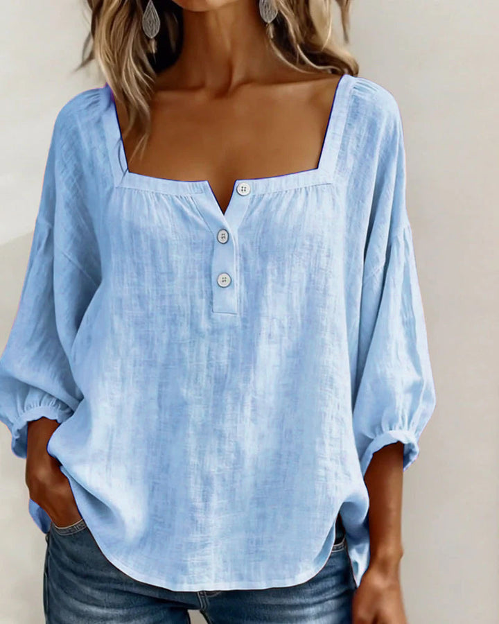 Layla - Square Neck Lantern Sleeve Shirt