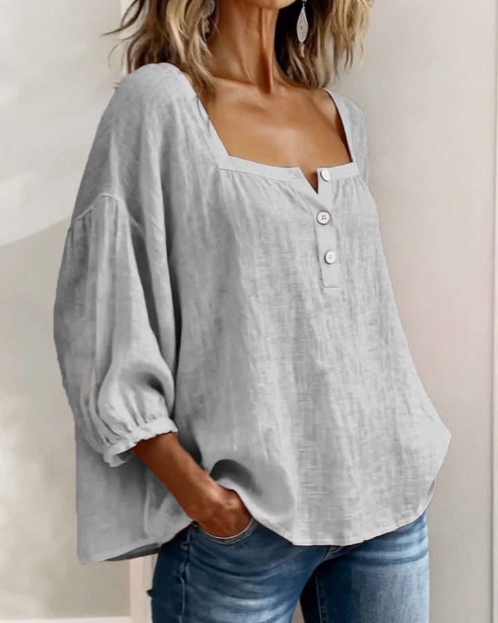 Layla - Square Neck Lantern Sleeve Shirt